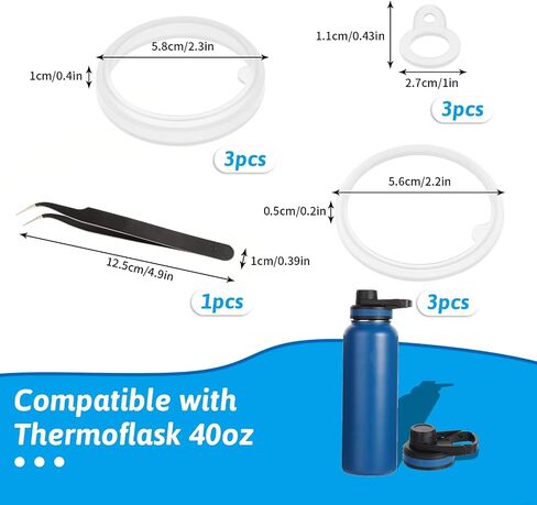 9PCS Water Bottle Gasket Replacement, Silicone Lid Sealing Ring for 40oz Thermoflask Replacement Gasket Thermoflask Lid Replacement with Tweezers for Water Bottle Leak Proof in Saudi Arabia