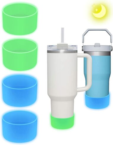 4Pcs for Stanley Boot, Protective Silicone Boot for Stanley Quencher 40 oz & IceFlow 20oz 30oz and Hydro Flask 12-24oz, Anti-Slip Bottle Bottom Sleeve Cover, Glow in the Dark in Saudi Arabia