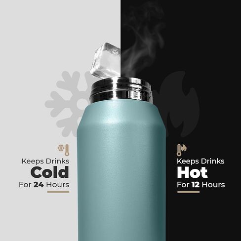 Hot and Cold Water Bottle with Phone Holder - Insulated Water Bottles with Straw- Stainless Steel Flask- 44oz (1300 ml) Double Walled Vacuum, Leak Proof– Sports, Travel & Gym Water Bottle - Aqua Blue in Saudi Arabia