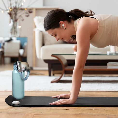 Hot and Cold Water Bottle with Phone Holder - Insulated Water Bottles with Straw- Stainless Steel Flask- 44oz (1300 ml) Double Walled Vacuum, Leak Proof– Sports, Travel & Gym Water Bottle - Aqua Blue in Saudi Arabia