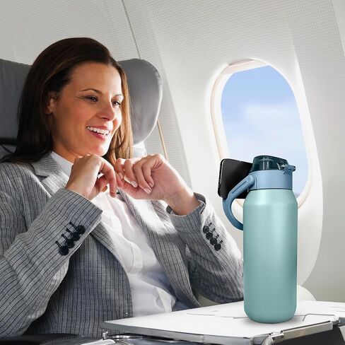 Hot and Cold Water Bottle with Phone Holder - Insulated Water Bottles with Straw- Stainless Steel Flask- 44oz (1300 ml) Double Walled Vacuum, Leak Proof– Sports, Travel & Gym Water Bottle - Aqua Blue in Saudi Arabia