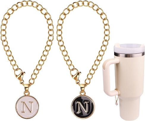 2Pcs Water Bottle Letter Charm As Stanley Cup Accessories, Name ID Letter Handle Charm for Stanley Simple Modern Tumbler, Round Initial Charm in Saudi Arabia
