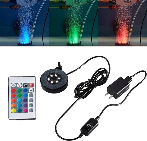 Carefree Fish Aquarium LED Light Air Stone Fish Tank Oxygen Stone Make Bubble 16 Colors and 4 Modes IP68 4In (Air Pumps not Included) in Kuwait