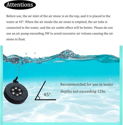 Carefree Fish Aquarium LED Light Air Stone Fish Tank Oxygen Stone Make Bubble 16 Colors and 4 Modes IP68 4In (Air Pumps not Included) in Kuwait