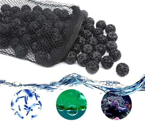 J-star 1.1 Lbs Ceramic Rings for Aquarium Filter, Bioballs Filter Media for Ponds, Eco-Friendly Ceramic Bio Filter Media with Mesh Bag, for Wall-Mounted Filter Equipment, Filter Bucket and etc.… in Saudi Arabia