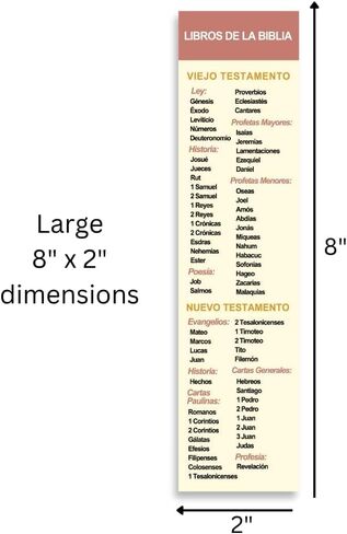 إشارة مرجعية مسيحية إسبانية مقاس 8 × 2 بوصة مع كتب حزم الكتاب المقدس | Marcador en Español con Los Libros De La Biblia (منفردة) in Kuwait