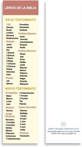 إشارة مرجعية مسيحية إسبانية مقاس 8 × 2 بوصة مع كتب حزم الكتاب المقدس | Marcador en Español con Los Libros De La Biblia (منفردة) in Kuwait