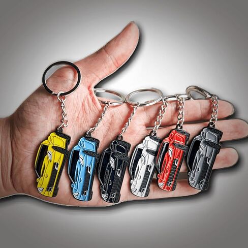 Car Keychain for Corvette C6 C7 C8 Accessories Metal Enamel Key Chain Ring 3D Model Sports car Key chain in Saudi Arabia