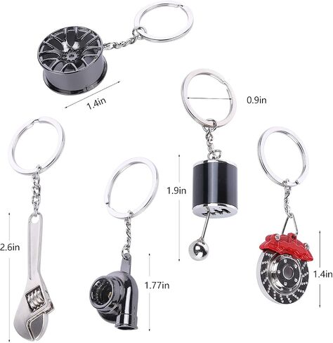 KKC HOME ACCENTS 5 Pcs Car Parts Metal Key Chain Set Auto Part Model Metal Keyring Holder Spinning Turbo Wheel Rim Tyre Six Speed(Style A) in Saudi Arabia