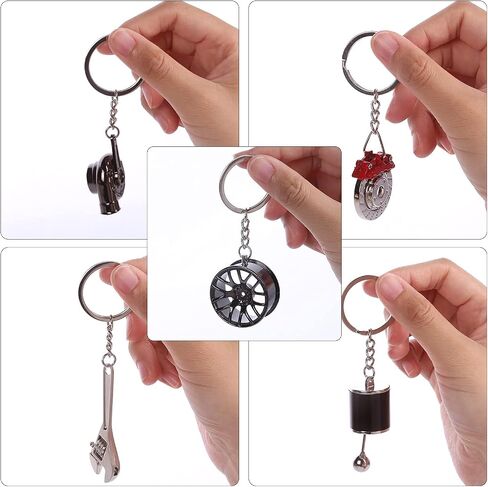 KKC HOME ACCENTS 5 Pcs Car Parts Metal Key Chain Set Auto Part Model Metal Keyring Holder Spinning Turbo Wheel Rim Tyre Six Speed(Style A) in Saudi Arabia