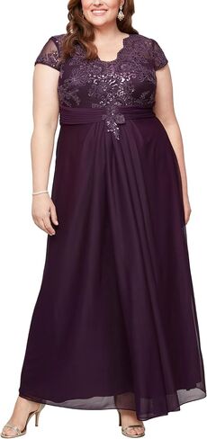 Alex Evenings Women's Plus Size Stretch Sequin Bodice Empire Waist Long Dress, Perfect for Formal Events in Saudi Arabia