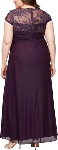 Alex Evenings Women's Plus Size Stretch Sequin Bodice Empire Waist Long Dress, Perfect for Formal Events in Saudi Arabia