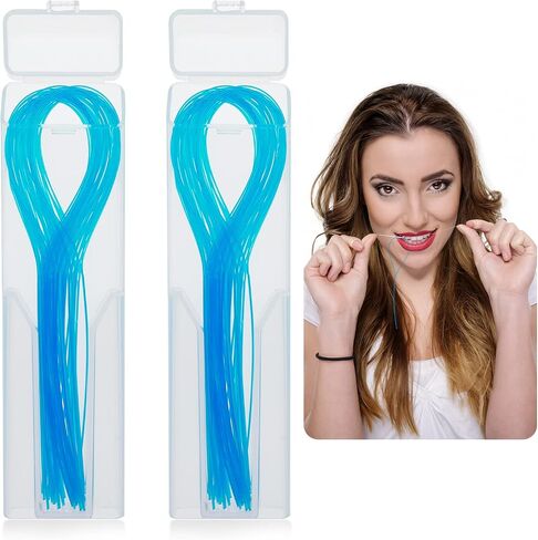 100 Pcs Floss Threaders Multifunctional Deep Clean Floss for Braces, Bridges, and Implants Dental Threader (Blue) in Saudi Arabia