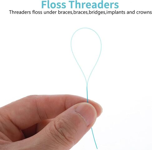 100 Pcs Floss Threaders Multifunctional Deep Clean Floss for Braces, Bridges, and Implants Dental Threader (Blue) in Saudi Arabia