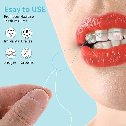 100 Pcs Floss Threaders Multifunctional Deep Clean Floss for Braces, Bridges, and Implants Dental Threader (Blue) in Saudi Arabia