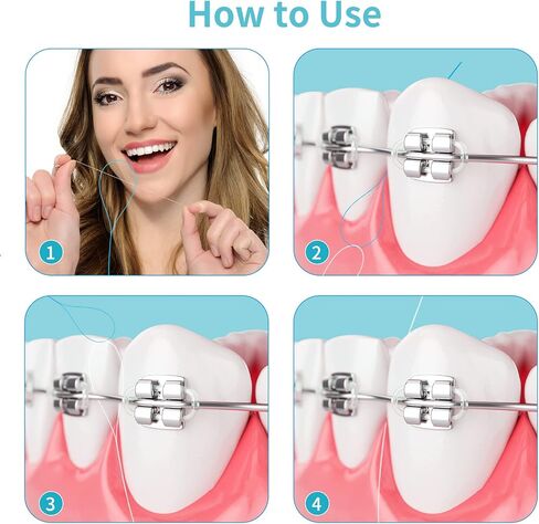 100 Pcs Floss Threaders Multifunctional Deep Clean Floss for Braces, Bridges, and Implants Dental Threader (Blue) in Saudi Arabia