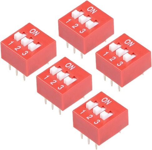 uxcell 5 Pcs Red DIP Switch 1 2 3 Positions 2.54mm Pitch for Circuit Breadboards PCB in Saudi Arabia