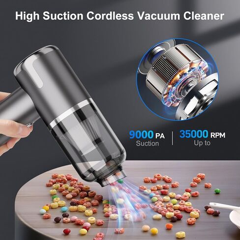 helloleiboo Mini Vacuum Cleaner 9000PA Hand Vacuum Cordless Rechargeable 3 in 1 Portable Car Vacuum Wireless Handheld Car Vacuum Cleaner for Car Home Office Pet in Saudi Arabia