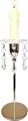 4 Pieces Bent Glass Candle Bobeches with Crystal Prisms Pendant, Taper Candle Wax Catcher Rings, Candle Wax Drip Protectors Set of 4 (Scallop) in Saudi Arabia