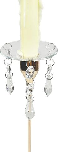 4 Pieces Bent Glass Candle Bobeches with Crystal Prisms Pendant, Taper Candle Wax Catcher Rings, Candle Wax Drip Protectors Set of 4 (Scallop) in Saudi Arabia