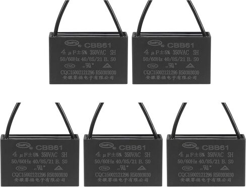 YOKIVE 5Pcs Ceiling Fan Capacitor CBB61, Metallized Polypropylene Film Capacitor Great for Fans Pumps Motors Running (4uF 350V AC 2 Wires 50/60Hz) in Saudi Arabia