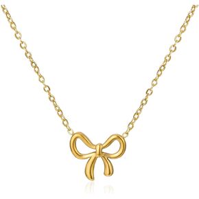 Gold Bow Necklace Women Bow Jewelry Ribbon Pendant Necklace Dainty Rhinestone Bow Tie Choker Necklace Gift