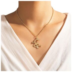 Punk Dragon Pendant Necklace Choker Gold Dragon Necklace Zodiac Dragon Choker Necklace personalized Necklace Jewelry for Women and Girls Gifts