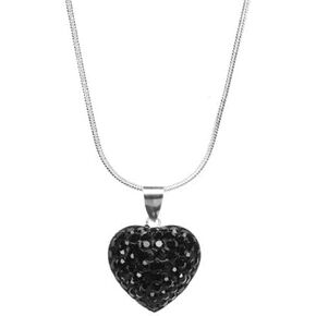 925 Sterling Silver Heart Pendant Charm with Black Rhinestones in Kuwait