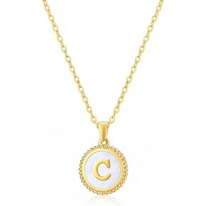 BVEOGMRO Gold Initial Necklace for Teen Girls Trendy, 18K Gold Plated letter Pendant Necklace for Women Choker Personalized Shell Necklaces Chain Jewelry
