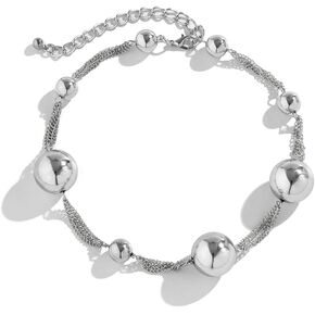 FANJURNEY Boho Round Pearl Jewelry Set Chunky Geometric bead Necklace Set for Women Girls