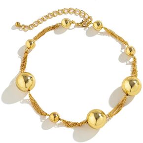 FANJURNEY Boho Round Pearl Jewelry Set Chunky Geometric bead Necklace Set for Women Girls