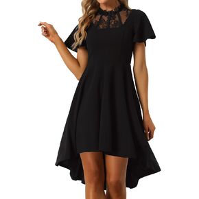 Allegra K Gothic Dress for Women's Lace Mesh Mock Neck Party Vintage Homecoming Dresses