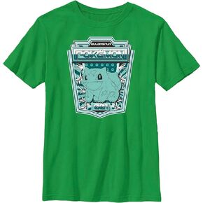 Pokemon Kids Bulbasaur Badge Boys Short Sleeve Tee Shirt