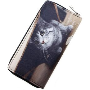 MinMinBox Cute Kitty Cartoon PU Leather Wallet Cash Coin Long Purse Card Holder for Women & Girls in Saudi Arabia