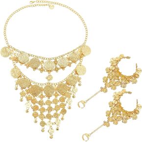 مجموعة أساور حجاب العملات الذهبية من Idealway Cosplay Mask قناع الهالوين للسيدات لحفلات تنكرية in Kuwait