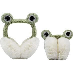 Cute Animal Frog Earmuffs Girls Women Winter Warm Ear Covers Foldable Fur Headband Earwarmer