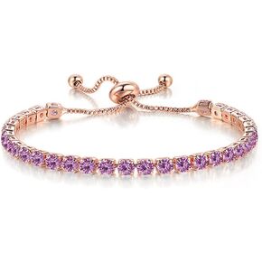 14K Gold Plated Tennis Bracelets Colorful Sparkling Cuban Zirconia Adjustable Ice Out Link Chain Slider Bangle Jewelry Dainty Bracelet for Women Girls