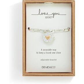 DEMDACO Love You Womens 7 Inch Plus Extension Brass Adjustable Chain Boxed Charm Locket Bracelet