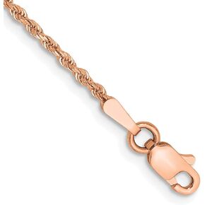 Avariah Solid 14K Rose Gold 1.5mm Diamond-cut Rope with Lobster Lock Anklet Necklace Chain -7.0" 8.0" 9.0" 10.0"