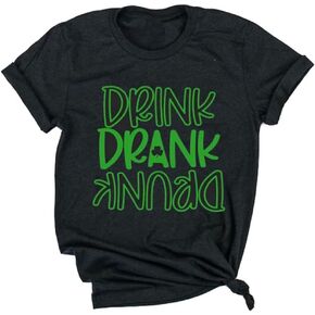 kfulemai Womens St Patrick's Day Clover T-Shirt Shamrock Heart Graphic Tees Get Lucky Shirt Irish Tops