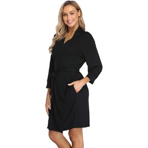 Women Cotton Robes Lightweight Spa Bathrobe Soft Knit Kimono Robes Ladies Sleepwear S-XXL