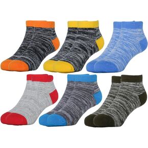Hzcojulo Boys Girls Low Cut Socks Kids Half Cushion Athletic Ankle Cotton Socks -6 Pairs