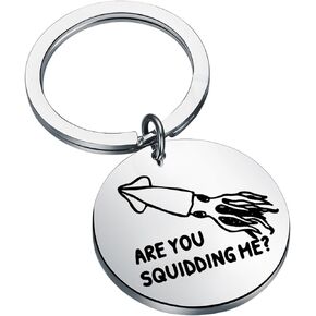 AKTAP Squid Keychain Are You Squidding Me Squid Pun Gifts Marine Life Squid Lover Jewelry