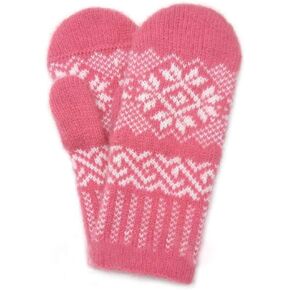 Women's Wool Mittens Winter Warm Gloves Pink in Kuwait
