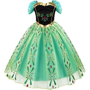Acecharming Girls Anna Princess Dress, Cosplay Dress Up for Girls Anna Costume Dress Halloween Fancy Birthday Party Dress