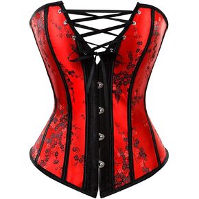 HNGHOU Women's Bustier Corset Top Plus Size Satin Waist Cincher Overbust Bustiers
