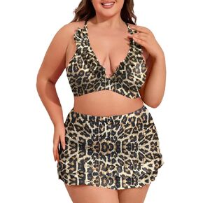 أطقم بيكيني مقاس كبير برقبة على شكل حرف V للنساء بدلات استحمام عالية الخصر مكونة من 3 قطع ملابس سباحة للتحكم في البطن in Kuwait