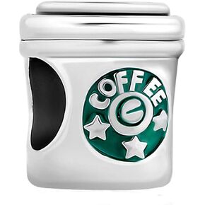 Women Coffee Cup Charm Compatible with Pandora Bracelets Necklaces Pendants Birthday Christmas Mother Daughter Sisters Coffee Lovers