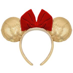 Needzo Christmas Mouse Ear Headband, Festive Holiday Hair Accessory for Women or Girls, One Size Fits Most (Gold)