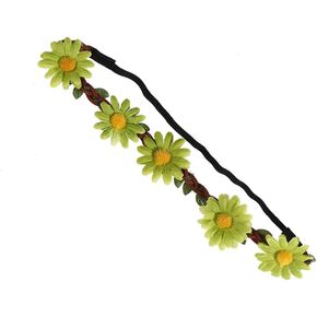 5pcs Daisy Flower Headband Sunflower Headband Wedding Festivals Floral Hair Band Boho Flower Crown Floral Elastic Hair Band (Yellow)